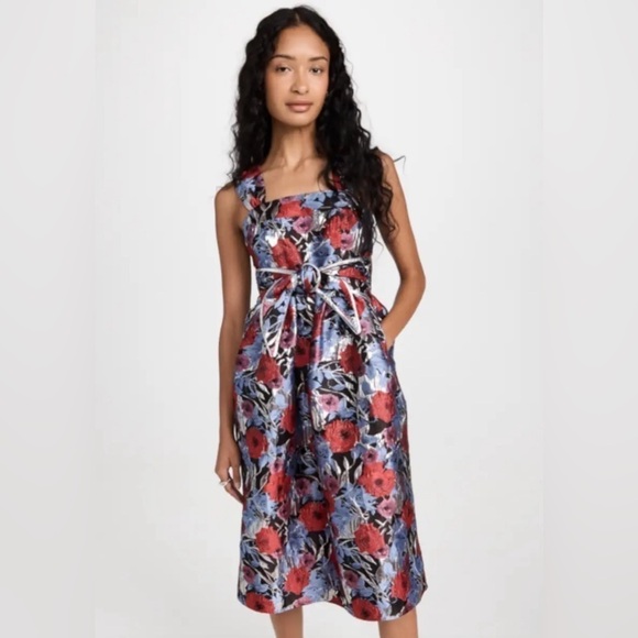 AUTUMN ADEIGBO GABRIELE DRESS FLORAL METALLIC DESIGN NEW SIZE 4 - Picture 1 of 6